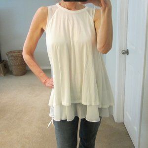 White Flowy Layered Top by Fray I.D - NWT